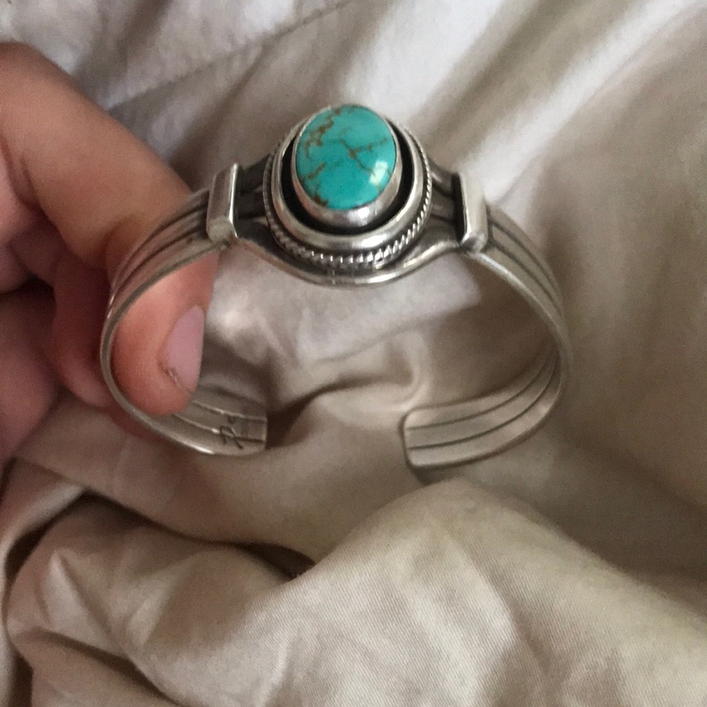 Real turquoise bracelet sterling silver